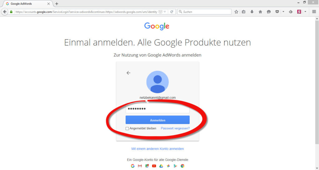 google_adwords_passwort_eingeben