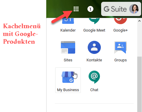 Google My Business aufrufen über Google Account.