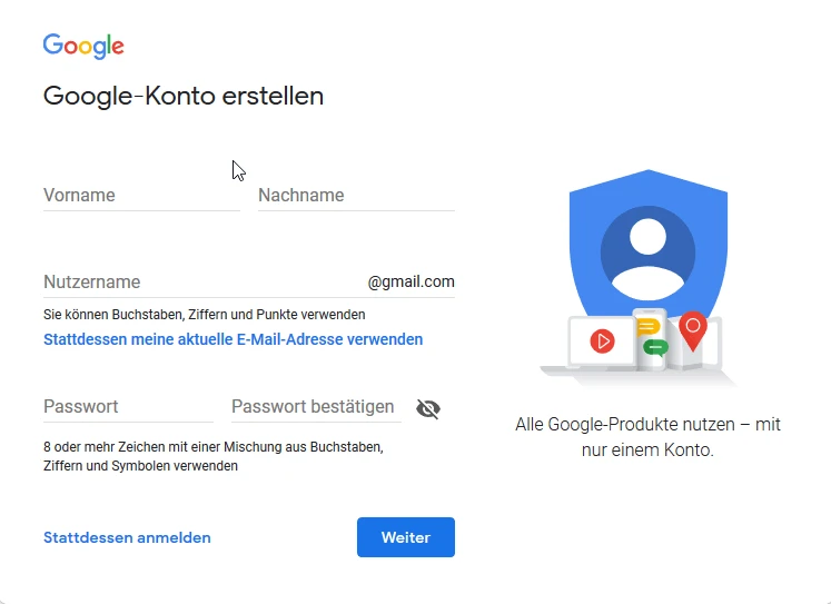 Google Konto erstellen 4