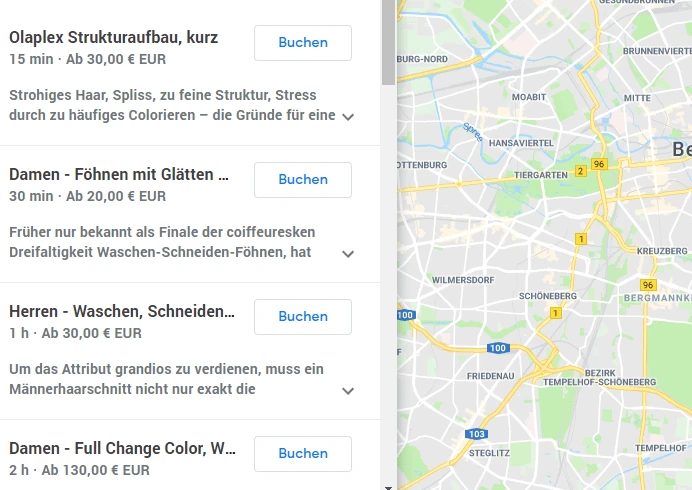 Google My Business Dienstleistungen buchen 2