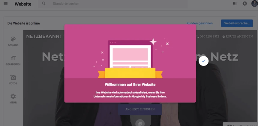 Google My Business Webseite erstellen 2