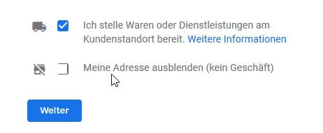 Google My Business Adresse ausblenden