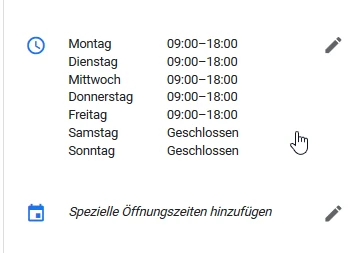 Google My Business Oeffnungszeiten