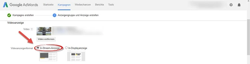 Videoanzeigenformat in Stream Youtube werben