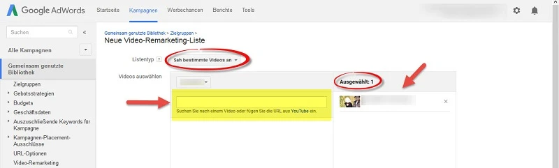 Youtube Video Remarketing - Sah bestimmtes Video an